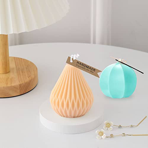 GuKKK Moldes de Velas, 2 Pcs Forma de Vela de Silicona 3D Hecha a Mano, Forma Geométrica Cónica Candle Molds, con 10 Etiquetas, para Vela de Aromaterapia, Jabón Hecho a Mano, Moldes de Velas Silicona