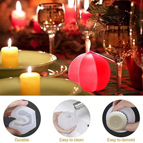 GuKKK Moldes de Velas, 2 Pcs Forma de Vela de Silicona 3D Hecha a Mano, Forma Geométrica Cónica Candle Molds, con 10 Etiquetas, para Vela de Aromaterapia, Jabón Hecho a Mano, Moldes de Velas Silicona