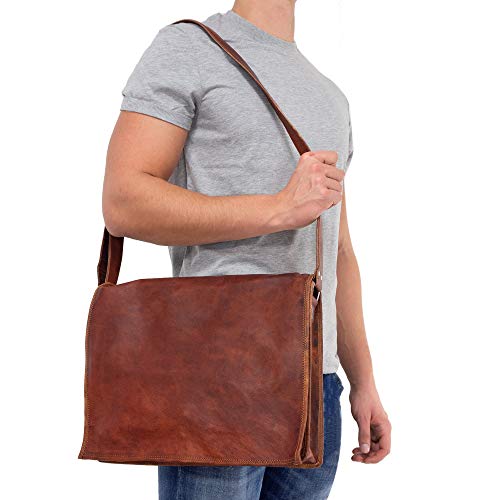 Gusti Maletín de Cuero MAX Cartera 15,6" portafolios Hombre marrón Cuero