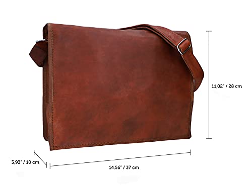 Gusti Maletín de Cuero MAX Cartera 15,6" portafolios Hombre marrón Cuero