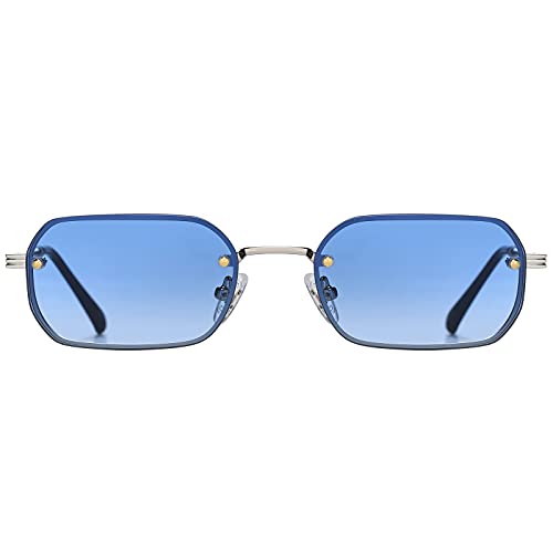 H HELMUT JUST Gafas de Sol Pequeñas para Mujer Hombre Rectangulares Retro Vintage sin Montura UV400