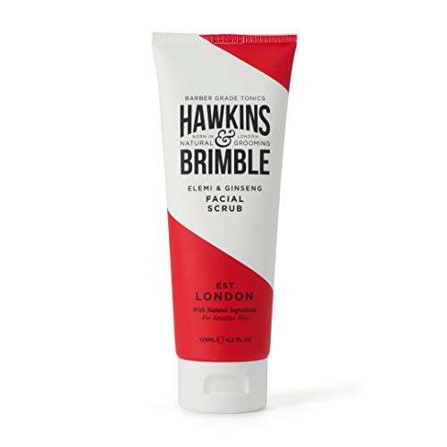 Hawkins & Brimble Mens Facial Scrub 125 ml - Walnut & Almond Pre Skin Face Exfoliator For Men | Pre Shave Lotion