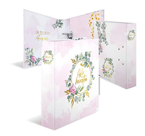 HERMA Planificador de bodas con motivo Wir Heiraten, A4, organizador de bodas con adornos dorados y registro de 10 piezas, regalo de compromiso