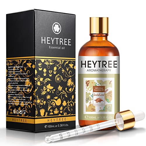 HEYTREE Aceite esencial de sándalo para ayudar a calmar la mente, apoyando los sentimientos de paz y concentración - Aroma exquisitamente suave y amaderado -Perfecto para la difusor, sueño, relajación