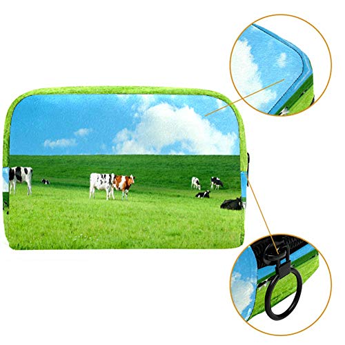 Holstein Cows In A Exuberante Pasture Cosméticos Bolsa de Maquillaje Bolsa Organizador para Viajes Portátil Neceser Bolsa de Neceser para Niñas y Mujeres