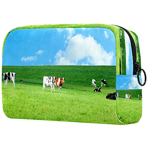 Holstein Cows In A Exuberante Pasture Cosméticos Bolsa de Maquillaje Bolsa Organizador para Viajes Portátil Neceser Bolsa de Neceser para Niñas y Mujeres