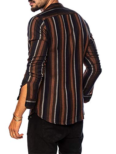 Hombre Camisa Manga Larga Slim Fit Funky Camisa Hawaiana Señores Manga Larga Casual Camisas Hombre Otoño Camiseta a Raya Tops