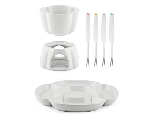 Home Chocolat juego de Fondue Chocolate para 4 personas, Color blanco