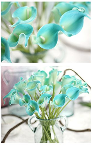 huaao 12pcs Lirios de Cala Flores Artificiales en Latex, Flores Falsos Realista Decoración Aniversario, Matrimonio, Boda, Hogar, Fiesta, Oficina, Arreglos Florales, Bouquets Flor Nupcial, Azul