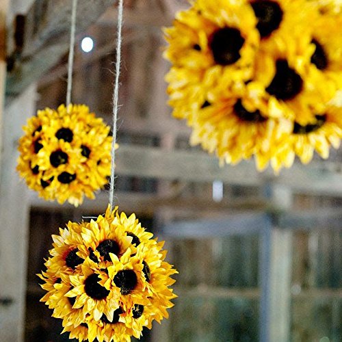 HUAESIN 24pcs Girasoles Artificiales Grandes Decoración, Cabeza de Flores Artificiales Tela 9cm Girasoles Decoracion Amarillas sin Tallo para Boda Bricolaje Cumpleaños Ropa Bautizo