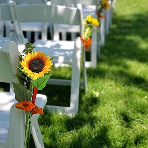 HUAESIN 6pcs Flores Girasoles Artificiales Grandes Decoracion, Girasoles Plastico con Tallo Individual 62cm Plantas Artificiales Amarillas para Exterior Interior Balcon Jardinera Jarrones Boda Hogar