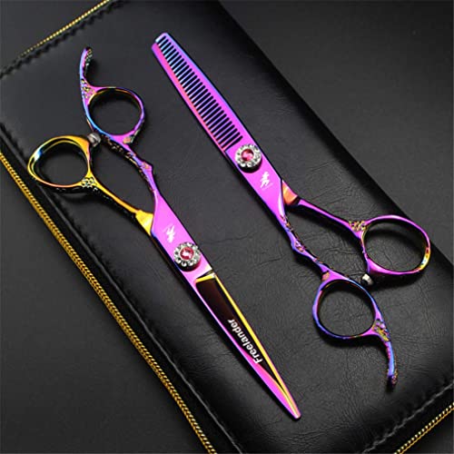 HYYK Tijeras Profesionales de Corte de Cabello para Zurdos de 6.0 Pulgadas - Tijeras de Adelgazamiento de peluquería Juego de Lujo Salón 440C de Acero Inoxidable para Mujeres y Hombres Kit de Pel