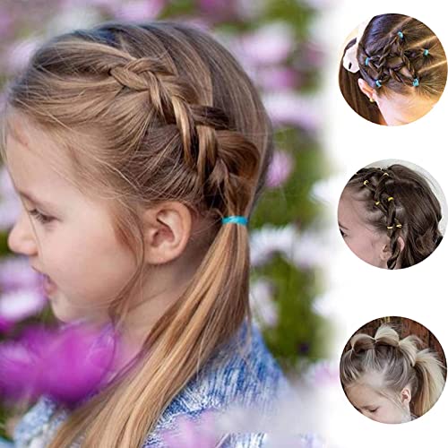 ILamourCar 500 Piezas Goma de Pelo, Gomas de Pelo Niña, Elástico Banda de Pelo con 10 Horquillas para el Pelo, para Peinados de Novia, Pequeños Rastas, etc (Color Nacarado)