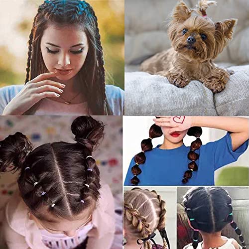 ILamourCar 500 Piezas Goma de Pelo, Gomas de Pelo Niña, Elástico Banda de Pelo con 10 Horquillas para el Pelo, para Peinados de Novia, Pequeños Rastas, etc (Color Nacarado)
