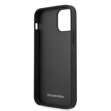 iPhone 12 Pro Max - Mini estrellas y líneas de cuero acolchado negro - Mercedes-Benz
