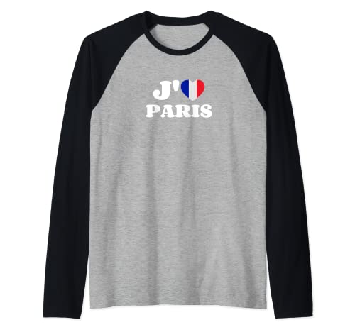 J'aime París Bandera Francia Corazón francés I Love Paris Camiseta Manga Raglan