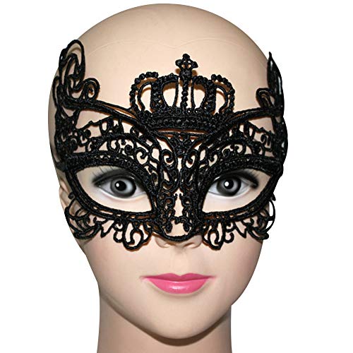 Jamron Mujer Sexy Negro Máscara de Encaje para Mascarada Halloween Fiesta Baile Carnaval Máscara de Disfraces SN07830 Corona