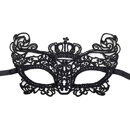 Jamron Mujer Sexy Negro Máscara de Encaje para Mascarada Halloween Fiesta Baile Carnaval Máscara de Disfraces SN07830 Corona