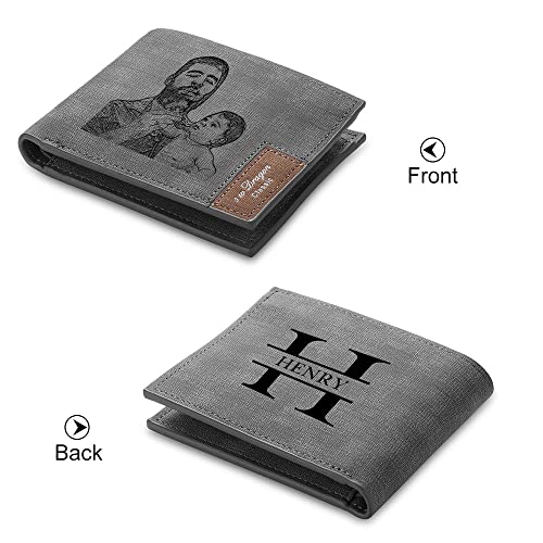 Jeweidea Cartera de Piel con Alfabeto con Nombre Grabado para Hombre, Cartera Personalizada con Foto y Letra, con Tarjetero RFID para Marido, Padre, Novio, para cumpleaños de Navidad (Estilo 1)
