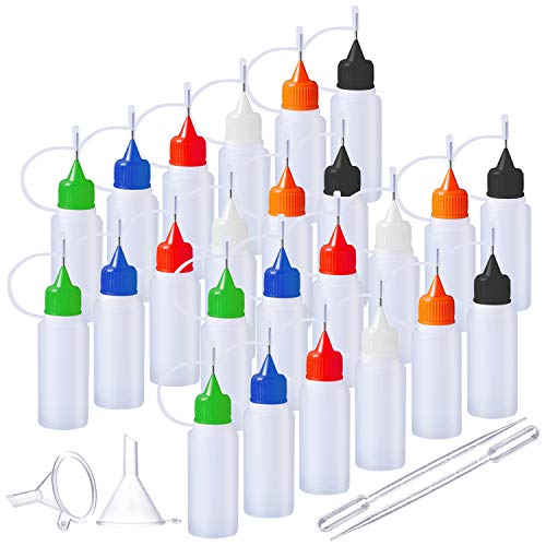 Juego de frascos cuentagotas, frascos dosificadores de 24 x 20 ml, frascos para líquidos, productos ideales para manualidades
