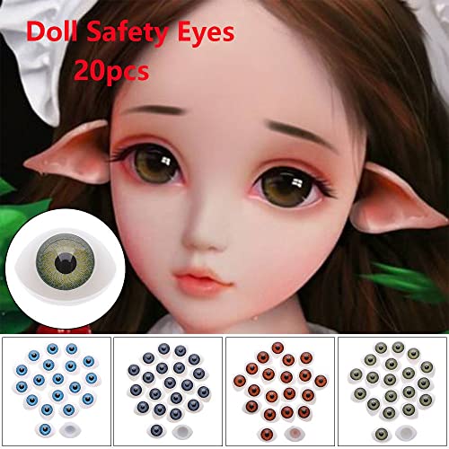 KALUO Accesorios para manualidades de bricolaje Juguetes de animales para hacer marionetas de peluche Ojos DIY Juguete Ojos Bjd Doll Eyeball Plastic Doll Eyes Doll Safety Eyes(11x14mm Verde)