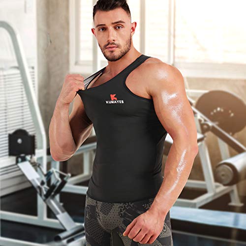 KUMAYES Faja Reductora Hombre Adelgazante Chaleco Sauna Deportivo Camiseta para Adelgazante Sudoración Compresion para Fitness Gym (M, Negro)
