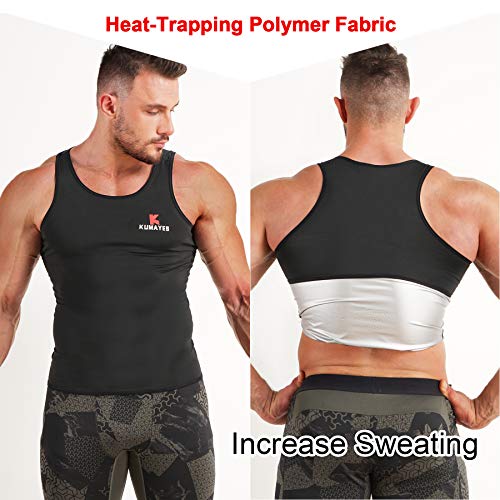 KUMAYES Faja Reductora Hombre Adelgazante Chaleco Sauna Deportivo Camiseta para Adelgazante Sudoración Compresion para Fitness Gym (M, Negro)