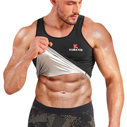 KUMAYES Faja Reductora Hombre Adelgazante Chaleco Sauna Deportivo Camiseta para Adelgazante Sudoración Compresion para Fitness Gym (M, Negro)