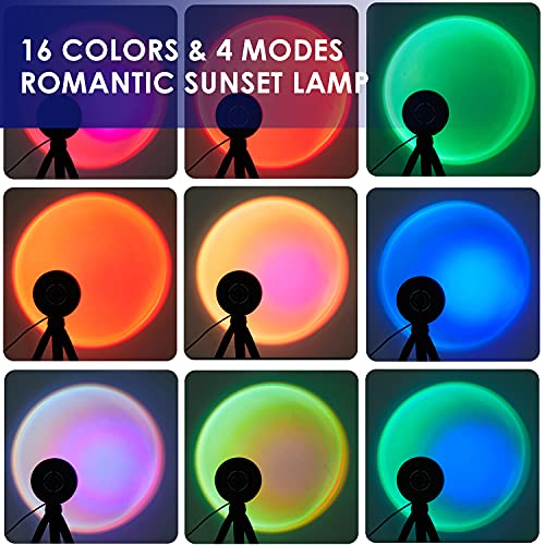 Lámpara para Proyector Sunset, Sunset Lamp, 16 Modos de Colorets Rainbow Romántico Visual Poyector de puesta de sol, para Fondo, Decoración de Pared, Lámpara para Tomar Fotos
