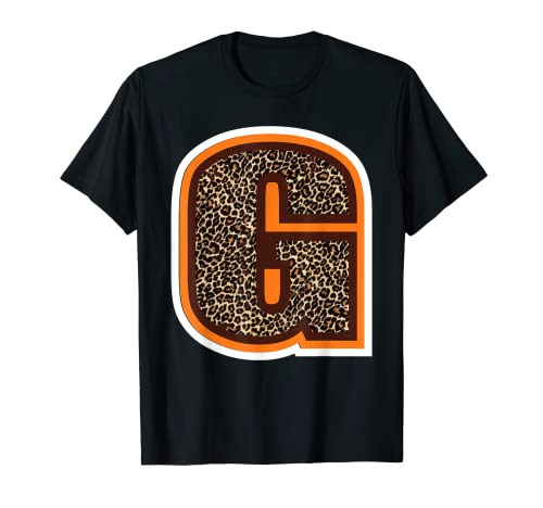 Letra G Nombre Apellido Inicial Piel de Leopardo Camiseta