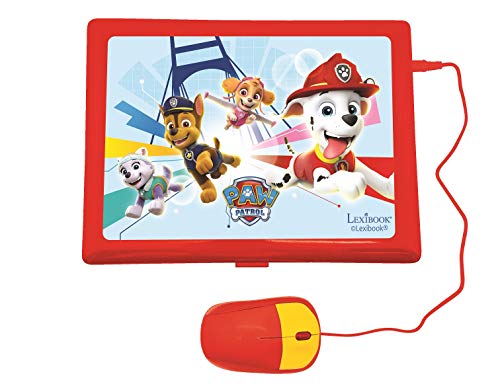 LEXIBOOK- Paw Patrol - Ordenador portátil Educativo y bilingüe francés/inglés - Juguete para niños con 124 Actividades para Aprender, Juegos y música con Chase y Marshal - Azul/Rojo (JC598PAi3)