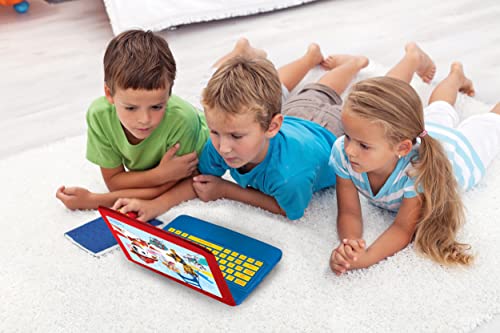 LEXIBOOK- Paw Patrol - Ordenador portátil Educativo y bilingüe francés/inglés - Juguete para niños con 124 Actividades para Aprender, Juegos y música con Chase y Marshal - Azul/Rojo (JC598PAi3)