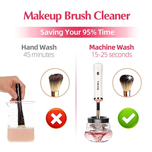 Limpiador de brochas de maquillaje eléctrico, giratorio, automático y superrápido, apto para la mayoría de las brochas de maquillaje, lava y seca las brochas