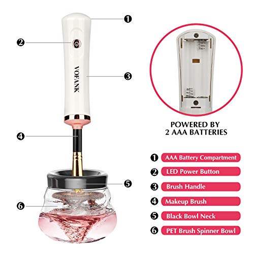 Limpiador de brochas de maquillaje eléctrico, giratorio, automático y superrápido, apto para la mayoría de las brochas de maquillaje, lava y seca las brochas