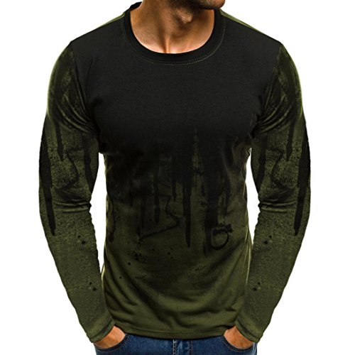 Liquidación Barata Personalidad de los Hombres súper Moda Muscle Casual Tops Color sólido de Manga Corta Camiseta cómoda (Ejercito Verde1, XL)