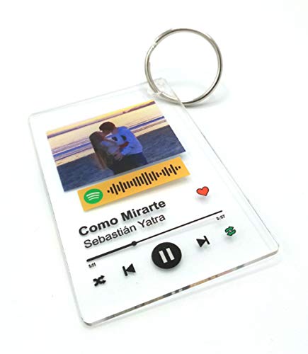 Llavero Acrílico (2 UNIDADES IGUALES) personalizado con canción y foto. 8,5X5,5 cm. Regalo original. Regala música de una forma nueva. Impresión directa (LLAVERO ACRÍLICO)