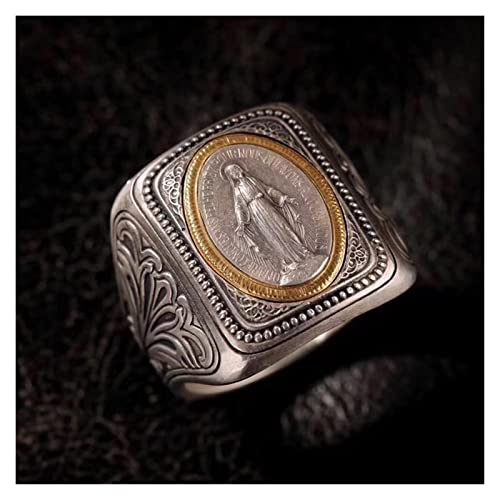 LLLMN Mejor VENDIENDO Nuevo Anillo VINTA VINTA VINTABLE Literatura FE FE Sante Marca Antigua Moneda ARTESPO Anillo Accesorios DE JOYERÍA DE Hombres (Gem Color : L)