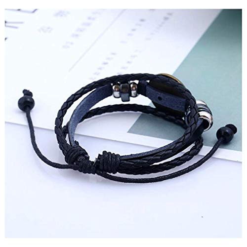 Longyangqk Zodiac Constellation Astrology Bracelet Charm Leather Wristband Bangle (Aries)