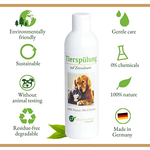 LT-Naturprodukte - Acondicionador para el cuidado de animales (sin productos químicos ni jabones, hipoalergénico, base cítrica, 250 ml)