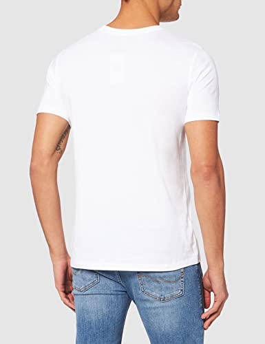 Marc O'Polo 51068 Hombre con pequeño Logotipo Impreso, cómoda Parte Superior de algodón orgánico, Camiseta de Manga Corta Informal, Blanco (Blanco 100), L