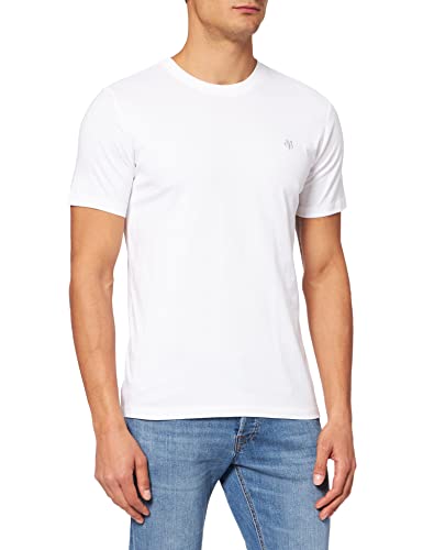 Marc O'Polo 51068 Hombre con pequeño Logotipo Impreso, cómoda Parte Superior de algodón orgánico, Camiseta de Manga Corta Informal, Blanco (Blanco 100), L