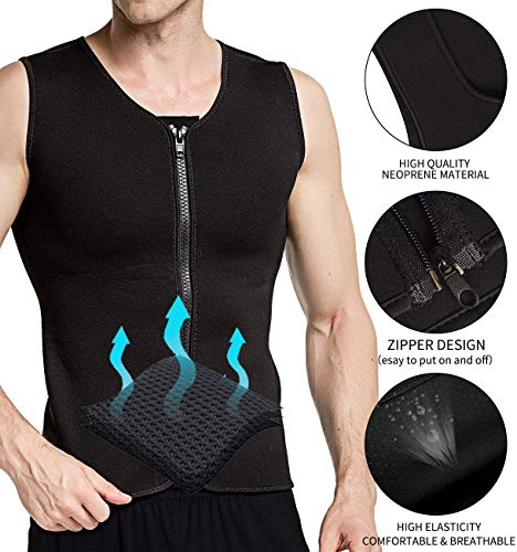 Martiount Chaleco Sauna Deportivo Hombre Faja Reductora Adelgazante Camiseta Neopreno con Cremallera para Sudoración Deporte Fitness M