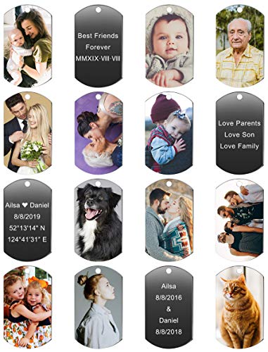 MeMeDIY Llavero Personalizado con Etiqueta de Perro Grabado Personalizado Nombres/Fecha/Texto/Color Foto Acero Inoxidable de Tungsteno para Hombres Mujeres Pareja Mejor