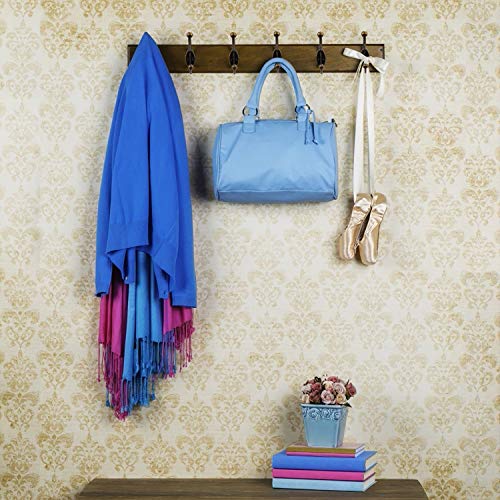MengH-SHOP Ganchos Percheros de Pared Gancho Perchas Vintage Solo Colgadores con Tornillo para Dormitorios Baños Armarios Gabinete Cocina 10 Piezas Bronce