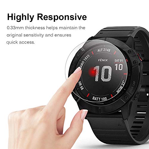 Miimall Protectora de Pantalla para Garmin Fenix 6X/ 6X Pro/ 6X Pro Solar con Tapón de Polvo, Alta Definición Película Vidrio Templado y Tapones Antipolvo para Garmin Fenix 6X - Multicolores
