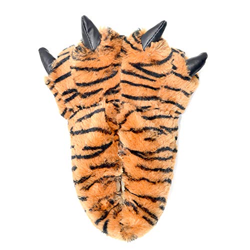 Millffy Zapatillas Divertidas Oso Grizzly Peluche Animal Peludo Garra Paw Zapatillas Niños, Niños y Adultos Disfraz Calzado (X-Large - (Talla de hombre), Tigre de Bengala)