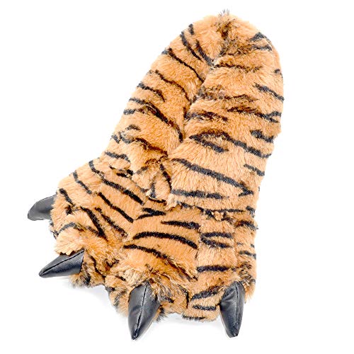 Millffy Zapatillas Divertidas Oso Grizzly Peluche Animal Peludo Garra Paw Zapatillas Niños, Niños y Adultos Disfraz Calzado (X-Large - (Talla de hombre), Tigre de Bengala)
