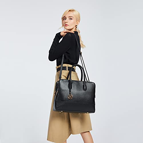 Miss Lulu Bolso de Mano de Hombro para Mujer Cuero Sintético Tote (Negro)