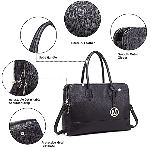 Miss Lulu Bolso de Mano de Hombro para Mujer Cuero Sintético Tote (Negro)