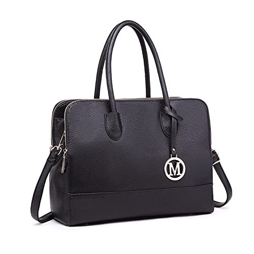 Miss Lulu Bolso de Mano de Hombro para Mujer Cuero Sintético Tote (Negro)